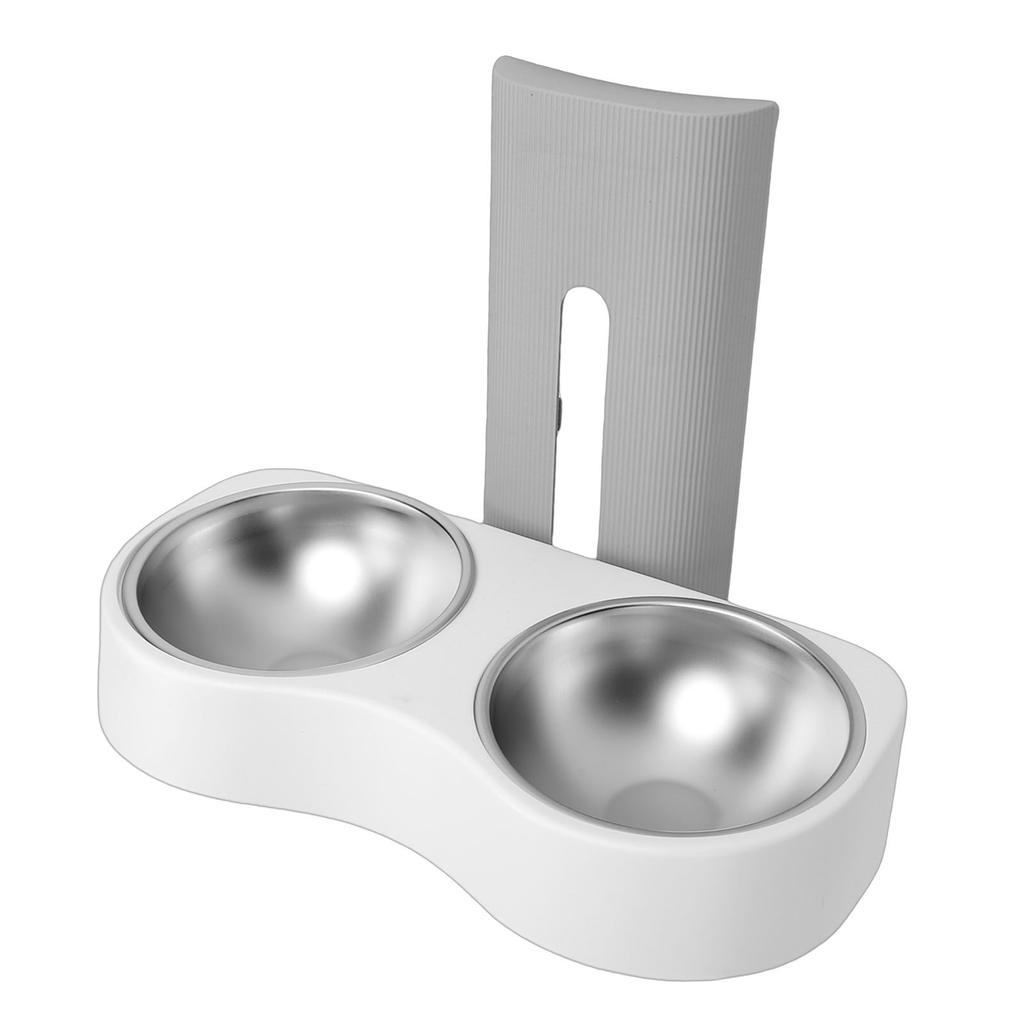 Wall Mounted Pet Feeding Bowl Stainless Steel Height Double Bowls Wall Pet Dish Feeding Station