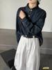 Women's Brightening Denim Shirt, Casual Long Sleeve Korean Style, Lapel Button Cardigan