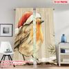 2pcs 2D Flat Printing Popular Christmas Curtains Christmas Robin Bird Snow Digital Printed Polyester Drapes Family Party Perfect