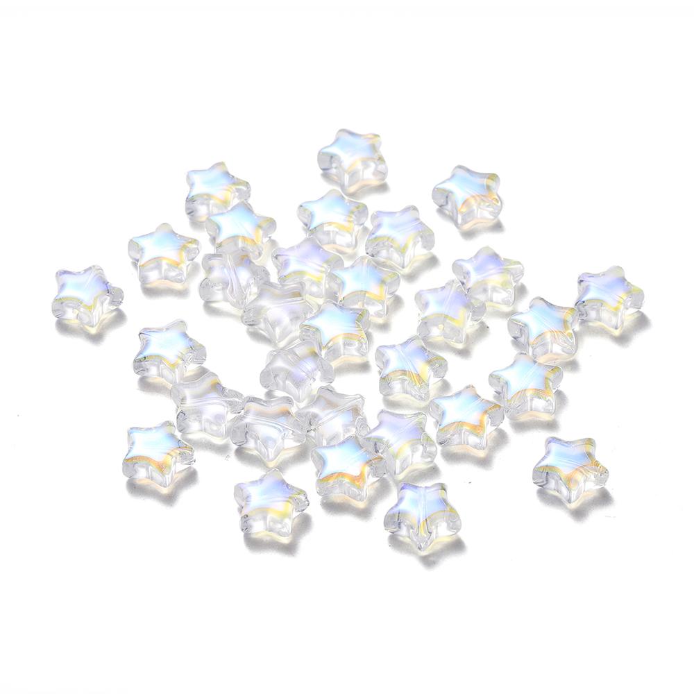 30Pcs 8/9mm AB Color Five-pointed Star Beads Czech Glass Loose Spacer Beads for Jewelry Making Hairpin Handmade DIY Accessories