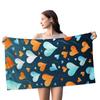 Kreativ bemalte Herzen digital bedrucktes Polyester Superfeine Faser doppelseitiges Fleece Strandurlaub Badetuch, Strandtuch