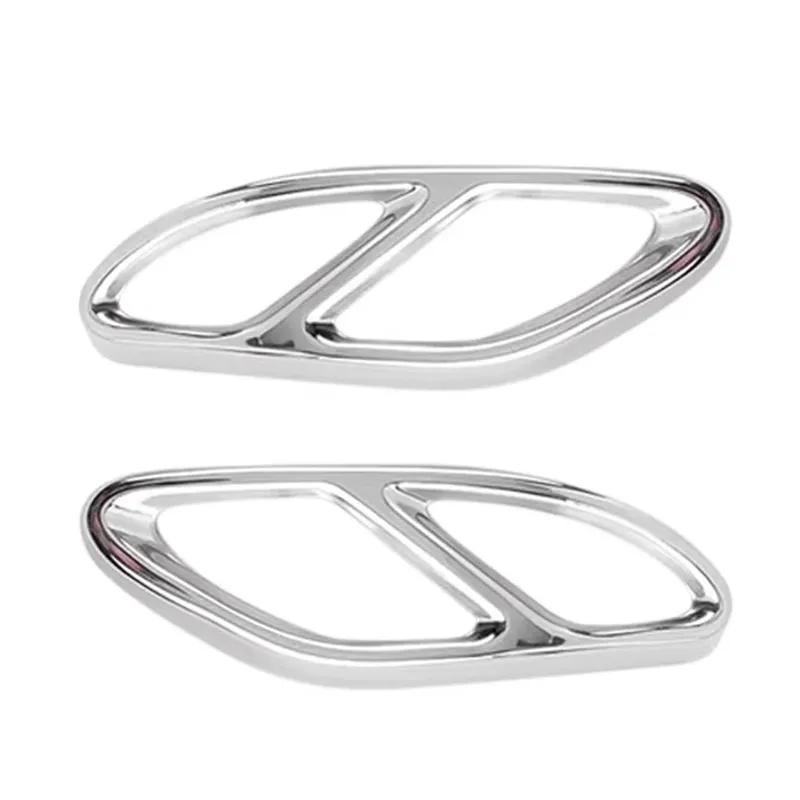 For Mercedes Benz A/C/E/B/GLC/CLA/CLS Class Car Exhaust Tip Muffler Pipe Cover 4 Outlet Tail Pipe Rear Diffuser Cover 2Pcs