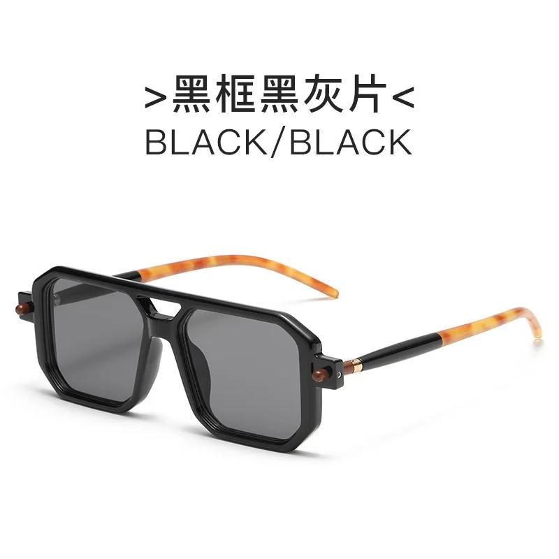 Retro Square Frame Sunglasses Men Women European and American Double Beam Sunglasses Trend To Wear Decorative Eyeglasses UV400
