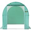 Walk-in Tunnel Greenhouse, 15 x 7 x 7 ft Portable Plant Hot House w/ Galvanized Steel Hoops, 1 Top Beam, 2 Diagonal Poles, 2 Zippered Doors & 8