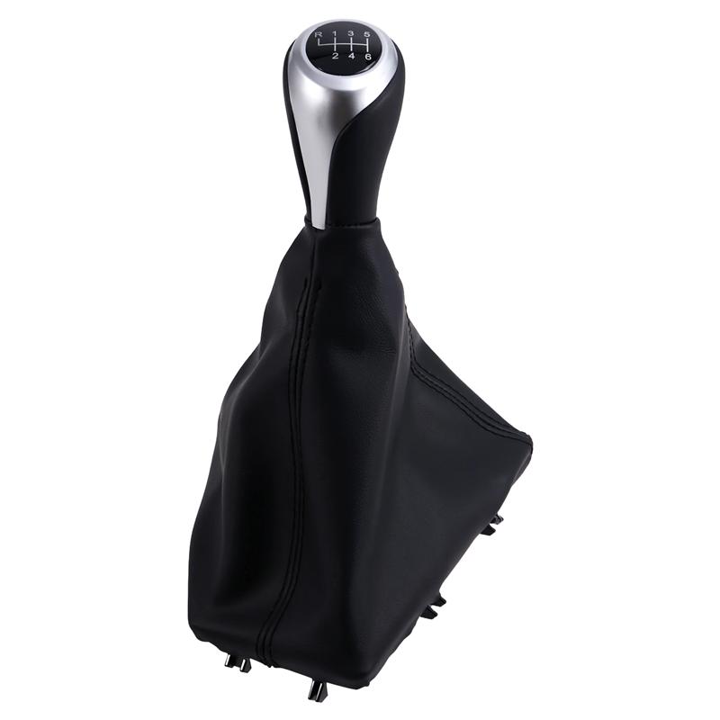 

A03Z-Car 6 Speed Manual Gear Lever Stick Shift Knob With PU Leather Dustproof Boot For BMW 1 3 Series F20 F21 F30 F31 BlackSilver