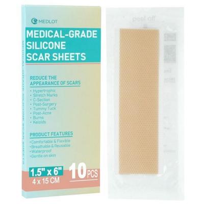 Silicone Scar Sheets 10pcs Tape Reusable Strips for Caesarean Section Keloids Bumps Stretch Marks Burns Acne Removal 1.5" X 6" Each, 10 Sheets