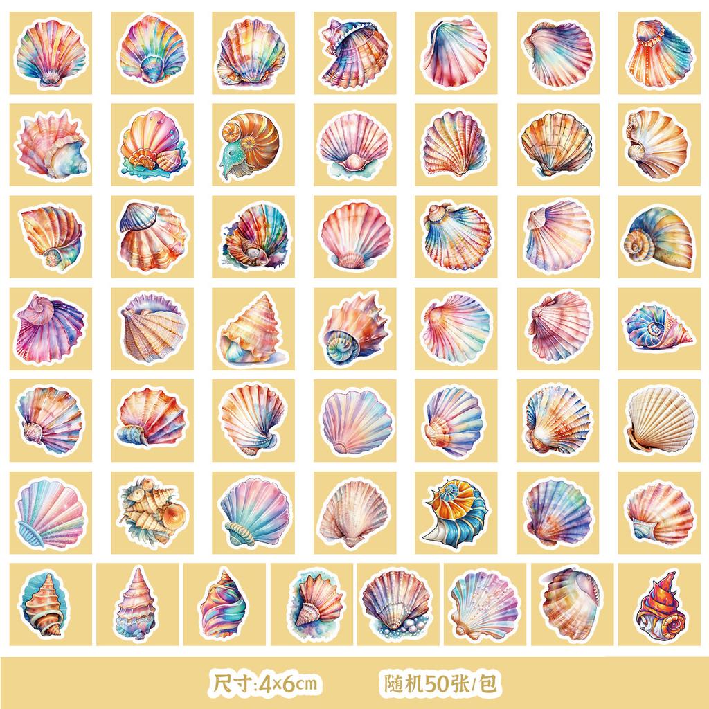 50/100 Sheets of Marine Series Stickers Mobile Phone Water Cup Waterproof Decorative Stickers Children's Hand Account DIY Stickers