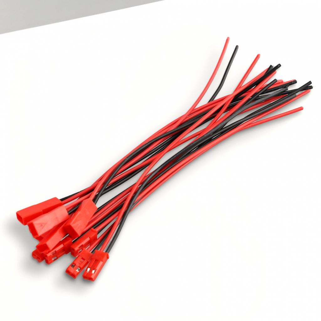 Connector Pre Wired Cable Set 2P Male + Female Pair 200mm Red + Black Wire