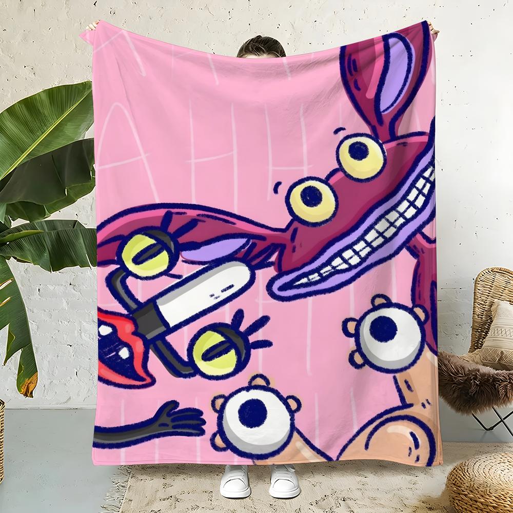 A-Aaahh Real Monsters Throw Flannel Throw Blanket,Bed Home Office Nap Blanket Travel,Camping,Picnic Blanket Soft Decor 75cmx90cm