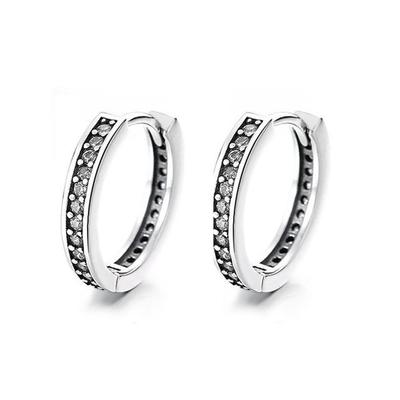 High-quality 925 Silver Earrings, White Twinkle E017 Ring Earrings (Wfgjeqv)