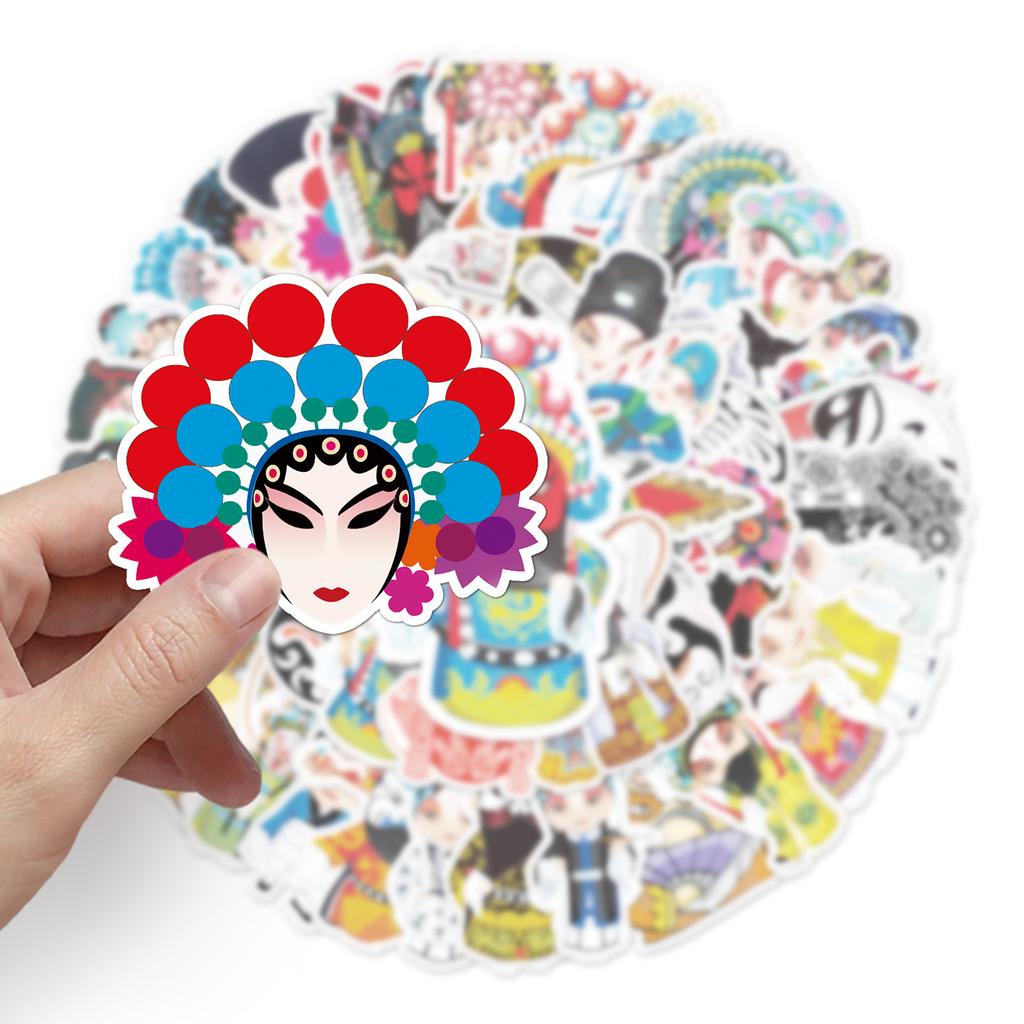 50 Drama Opera Characters Face Makeup Chinese Style Creative Suitcase Laptop Scooter Car Stickers