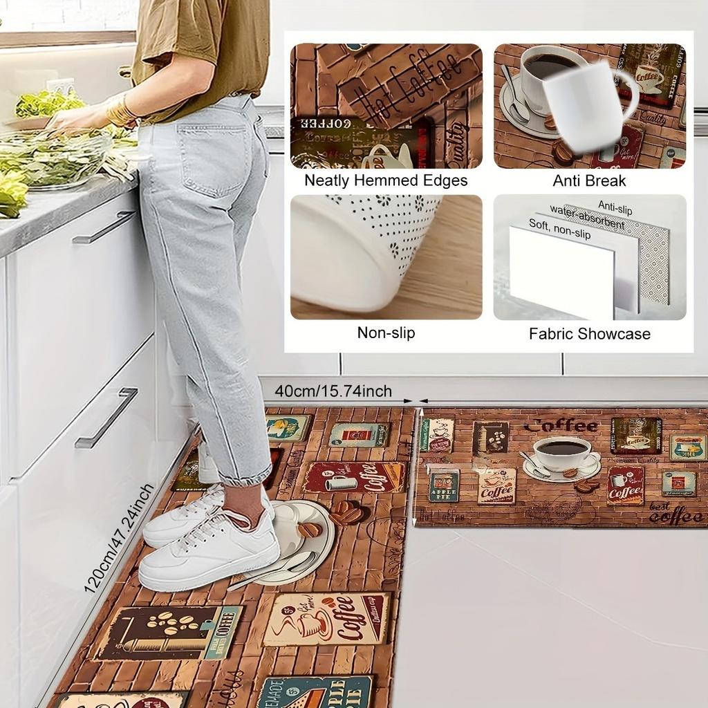 1PC Coffee Pattern Home Door Mats Kitchen Rugs Non-Slip Pop Design Living Room Rugs Bath Mat Carpet for Home Sink Laundry Decor