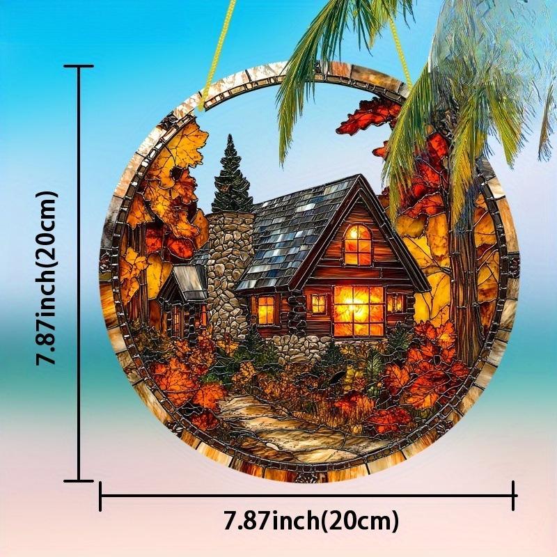 

Autumn Cabin, Acrylic Hanging Decoration Suitable for Window Suncatcher Door, Sun Catcher, Acrylic Garland Sign- Light - Catching Window Decor 20*20cm