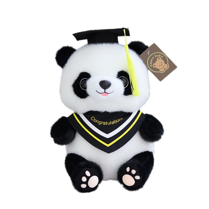 Charming Graduation Panda Plush Toy Adorable Stuffed Animal With Customizable Logo