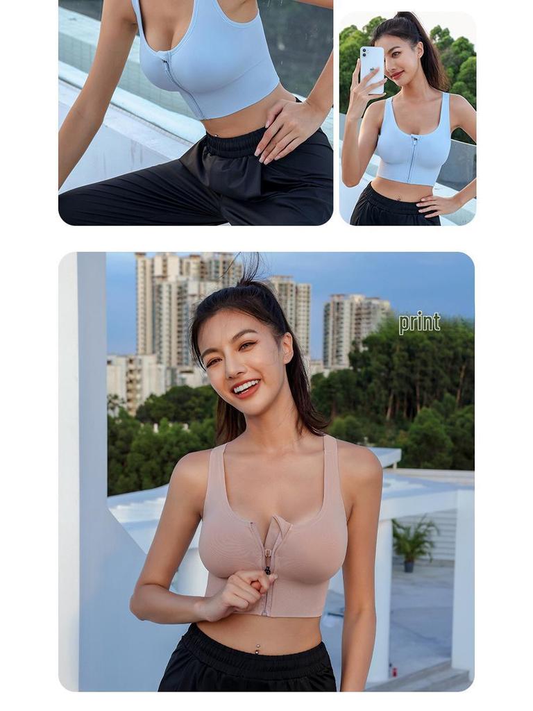 Hochfester, stoßfester Sport-BH mit Frontreißverschluss für Damen - Anti-Hänge-Effekt, nahtlos, große Größe Fitnessbekleidung