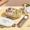 Cute Bear Plastic Divided Lunch Container Portable Leak-proof Detachable 3 Grids Bento Lunch Box For Kids Student Microwave Safe