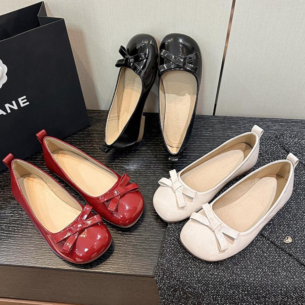 Women Flat Shoes Large Size Women's Shoes Bow Tie Flat Sole Single Shoe Women's Retro Women Work Shoes Comfortable for Work
