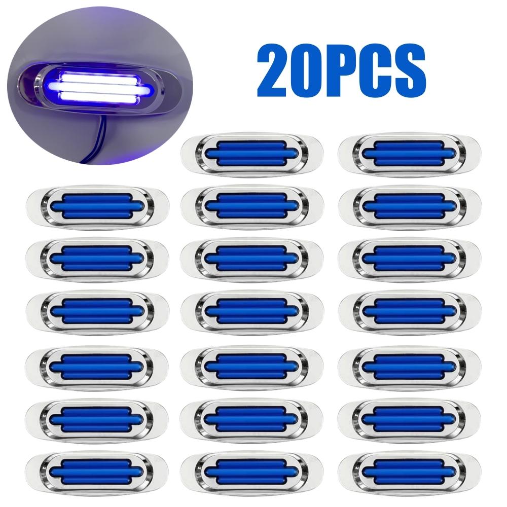 20PCS LED Side Marker Light Trailer Clearance Light Trailer Lantern Chrome 12V 24V 16LED Trucks Indicator Tail Lights
