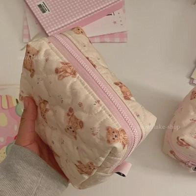Xiaohongshu Quilted Bear Cosmetic Bag: High-Value, Gentle Print Wash Bag
