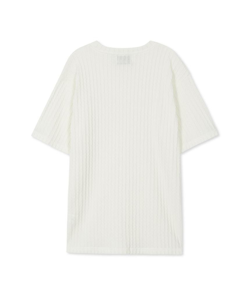 SSY Jacquard Knit Short Sleeve T-Shirt Ivory