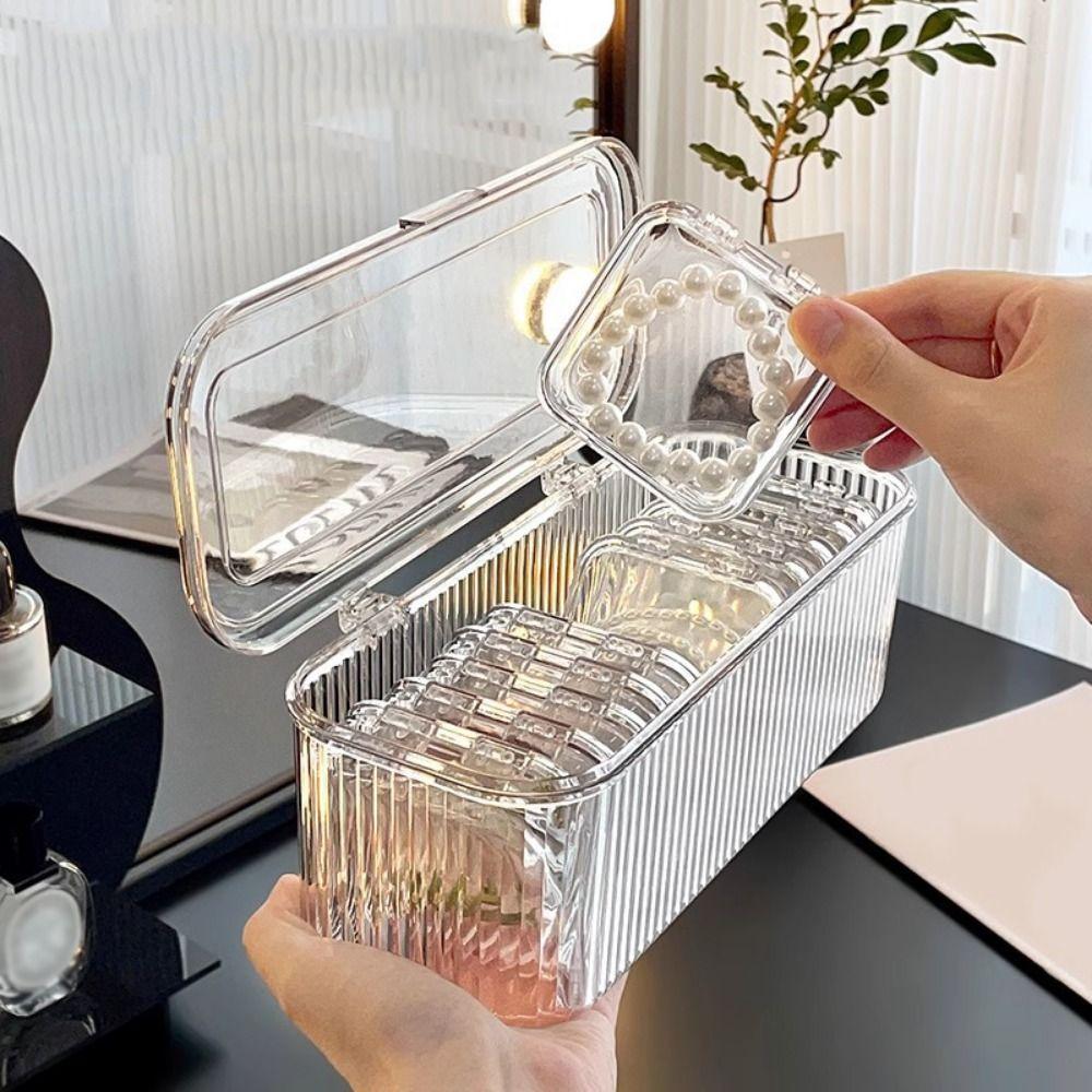 Clear Plastic Press on Nail Storage Box Sealed Bracelet Storage Cases  Travel Organizer