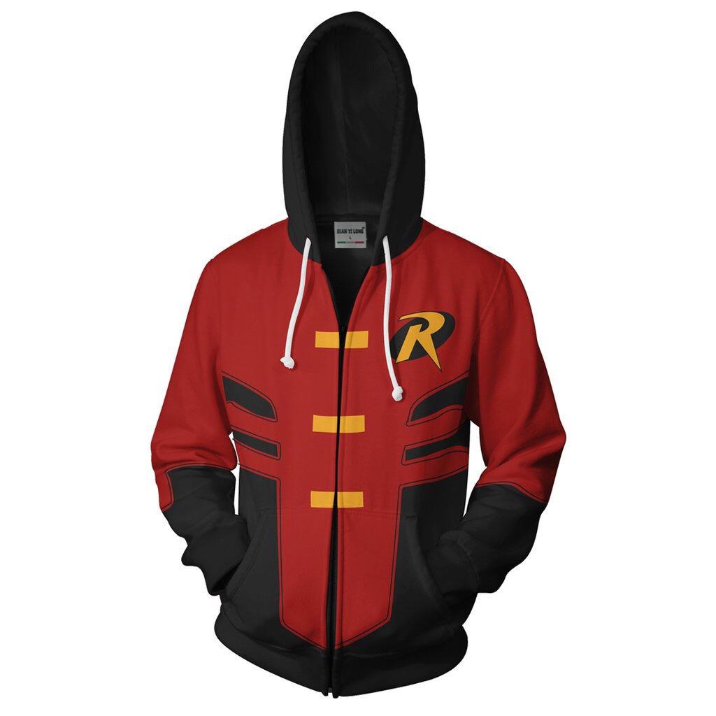 Men 3D Printed Nightwing/Robin Cosplay Costyime Hoodies Fancy Zipper Sweatshirt Halloween Casual Outerwear Hoodies Coat