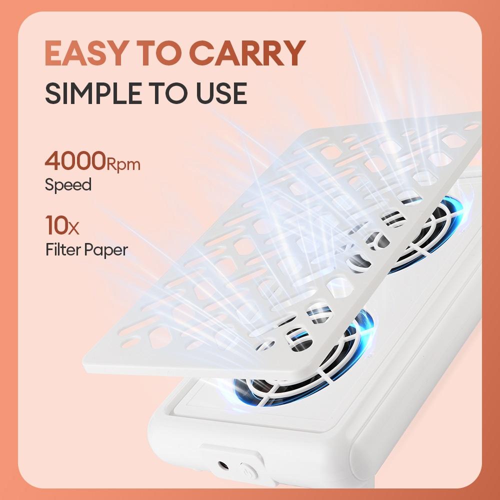 4000RPM Dual Fans Nail Dust Extractor Powerful Twin Turbo Vacuum Nail Dust Collector Low Noise Vacuum Cleaner Fan With Filter