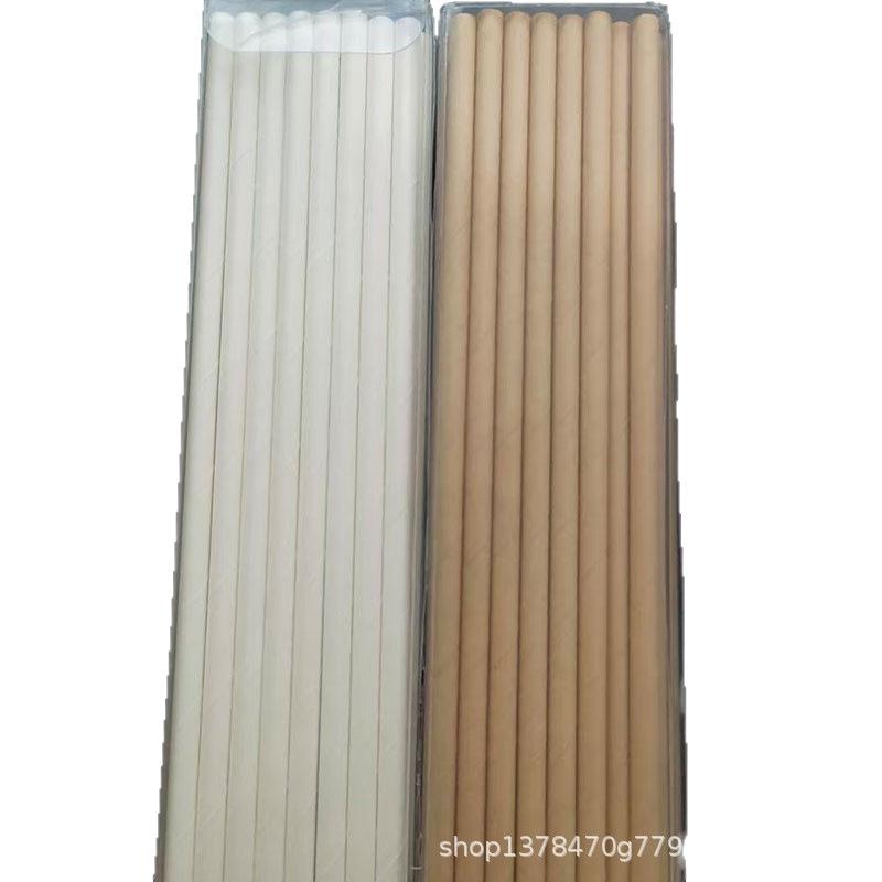 Eco-Friendly Biodegradable White Paper Straw - Portable, Hygienic, Natural Color, Handmade Boxed natural color - 70 straws