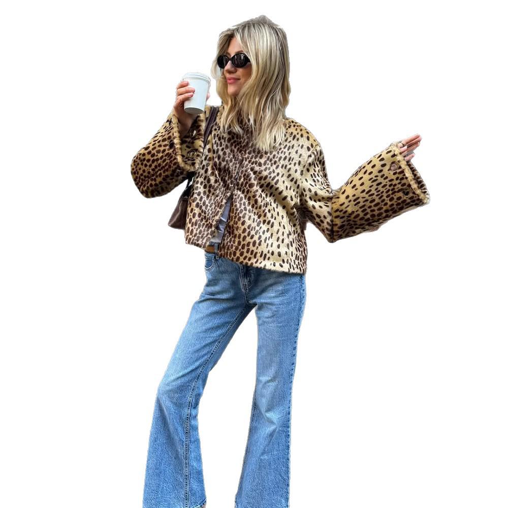 Women's Leopard Print Casual Short Jacket - Autumn/Winter 2025 European & American Style