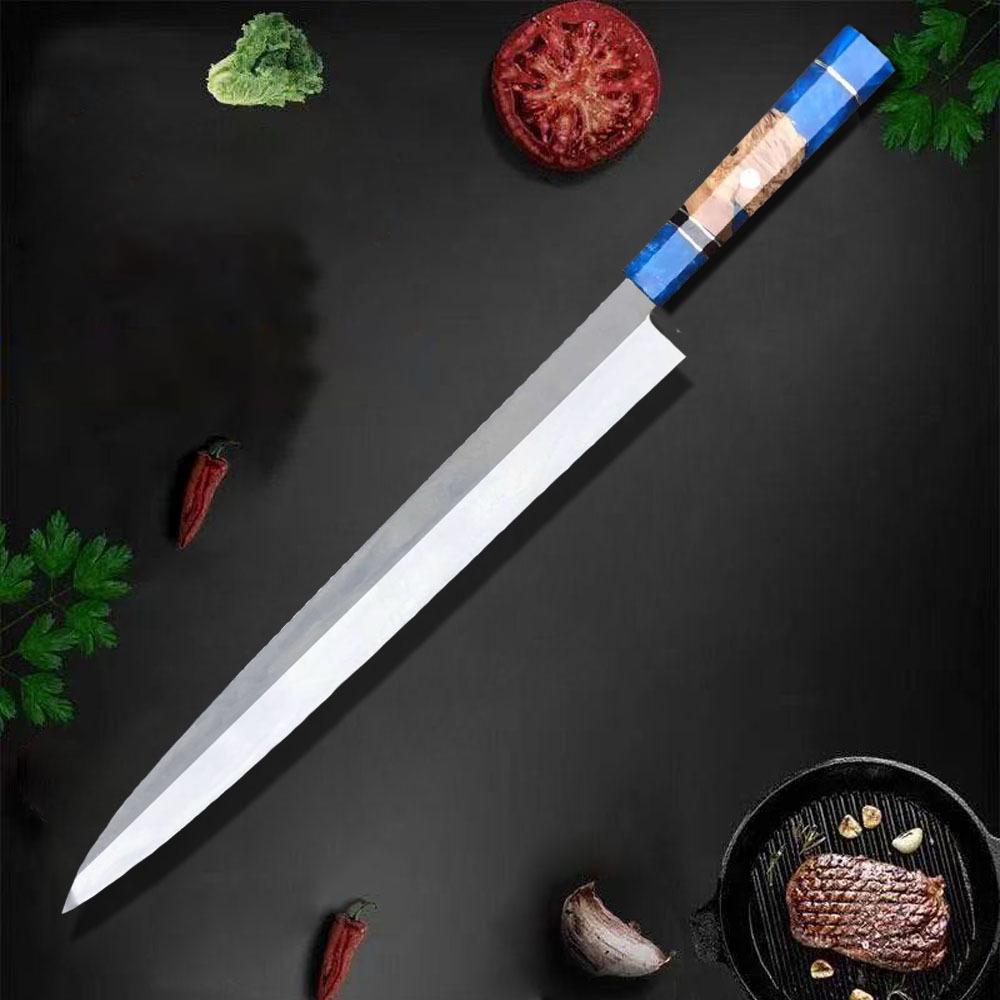 Sashimi-Messer Einseitig geschliffene Klinge 10Cr15MoV Stahl Lachs schneiden Schinken Filetieren Fischbeil Yanagiba Japanische Küchenmesser