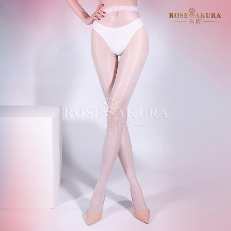 5D Sexy Aurora Oily One-Line Crotch Stockings Silky Smooth Crotchless Pantyhose Ultra-Thin Women Summer Fashion Ol Jk Ootd
