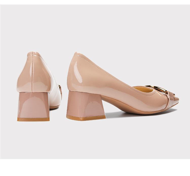 BEIJIANI Lammfell Square Toe Blockabsatz High Heels – Damen Convertible Step-Down Schuhe mit Metalldetail