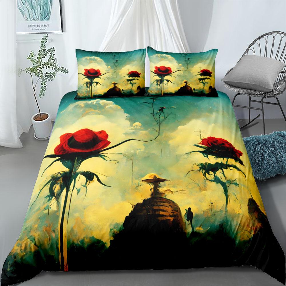 

Modern Durable Single Double Queen Twin Full King Retro Rose Gorge UK US Size pkm Bed Polyester Quilt Comforter (quilt)-EU Single(135*200cm)3pcs