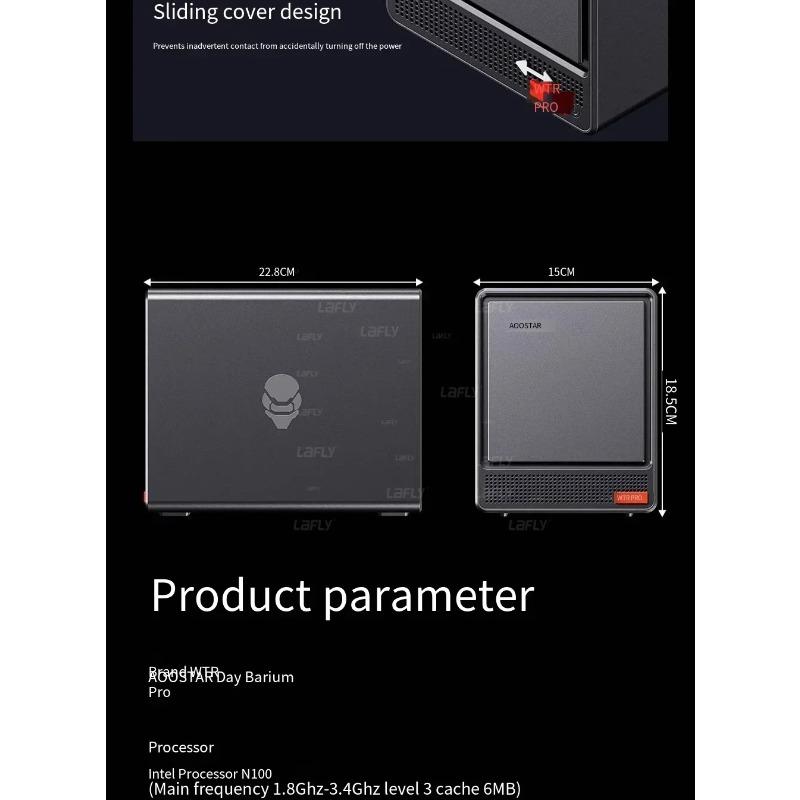 AOOSTAR 2025Intel Quad Core N150 MiniPC Home Cloud HDD a 4 Alloggiamenti SSD Doppio Display USBType-C Doppia LAN Archiviazione Domestica NAS Computer