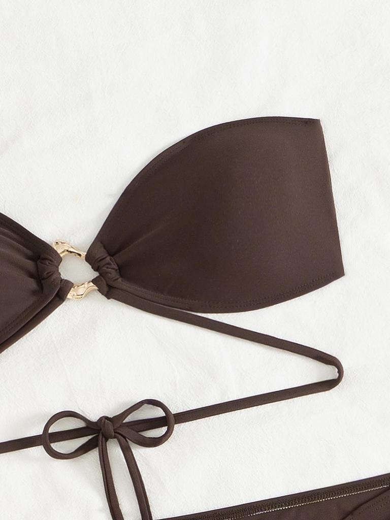 Three-Piece Backless Lace-Up Bandeau Bikini for Women - 2025 Collection