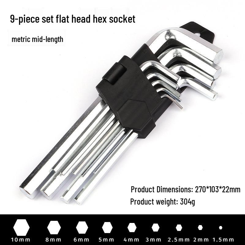 In-Stock 9PC Allen Wrench Set: Flat & Ball Head Torx, Carbon Steel, Galvanized