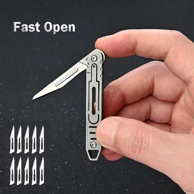 NEW NO11 Replaceable Blades Scalpel Folding Knife Quick Open Bottle Opener Keychain EDC Folding Knife 10 Blade Free Useful Tool