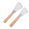 Stainless Steel Slotted Turner Fish Frying Shovel With Wooden Handle Fan-Shaped Shovel Household High-Temperature Frying Shovel