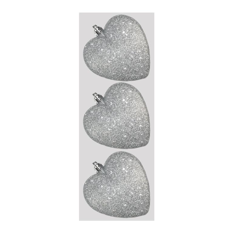 Davies Products Glitter Hearts Bauble (Pack of 3)