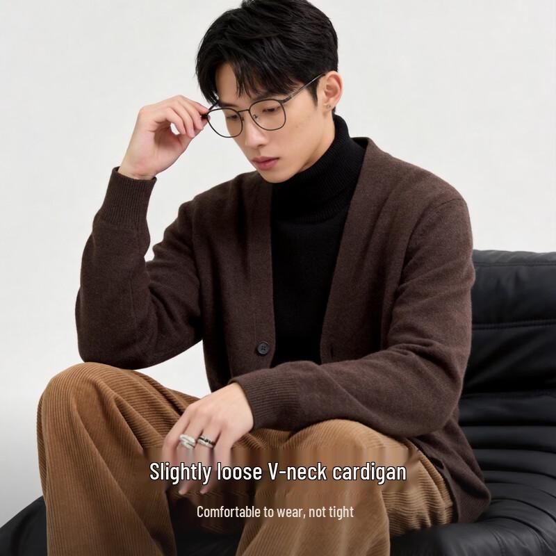 PERRY BURRY Men's Silk-Wool Blend V-Neck Cardigan