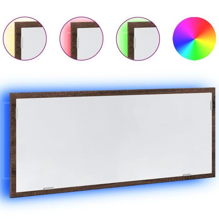 VidaXL LED Bathroom Mirror Brown Oak Engineered Wood, Bath Mirror, Bathroom Mirror with Lights, 856274