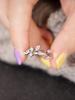 Simple Style Leaves Design Opening Rings with Marquise Round CZ for Women Stylish Wedding Party Accessories Fancy Gift