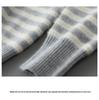 Men's 100% Pure Wool Striped Round Neck Sweater - Casual Cashmere Knitwear