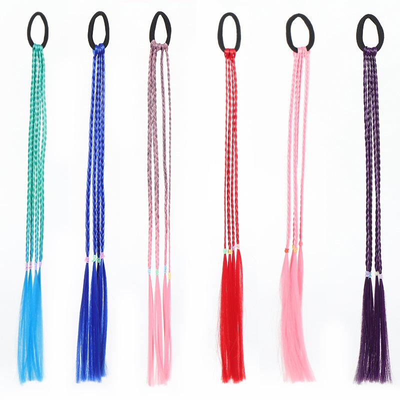 1pcs Girls Colorful Wigs Ponytail Headbands Rubber Bands Beauty Hair Bands Headwear Kids Hair Accessories Head Band Hair Ornament
