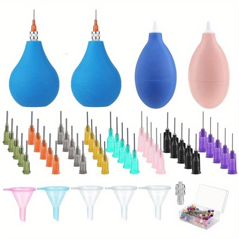 Pottery Precision Applicator Set with Plastic Steel Needle Funnel Ceramic Precision Tip Applicator Glaze Silicone Squeeze Bottle.