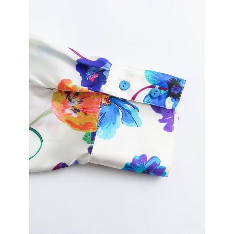 Kaslead Fashion All-Match Satin Florals Print