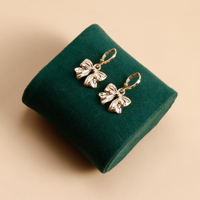 Elegant Gold Plated Metal Earring Unique and FashionableThin Hoop Earring with Unique Details Cute Bowknot Ear Rings