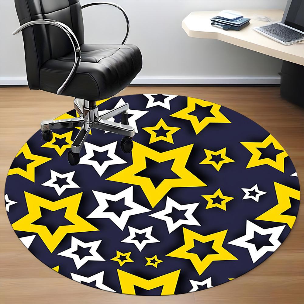 1pc Stars Night Office Round Area Rug, Indoor Mat Suitable For Office, Under Office Chairs Bedroom Living Room Home Decor, Room Deco