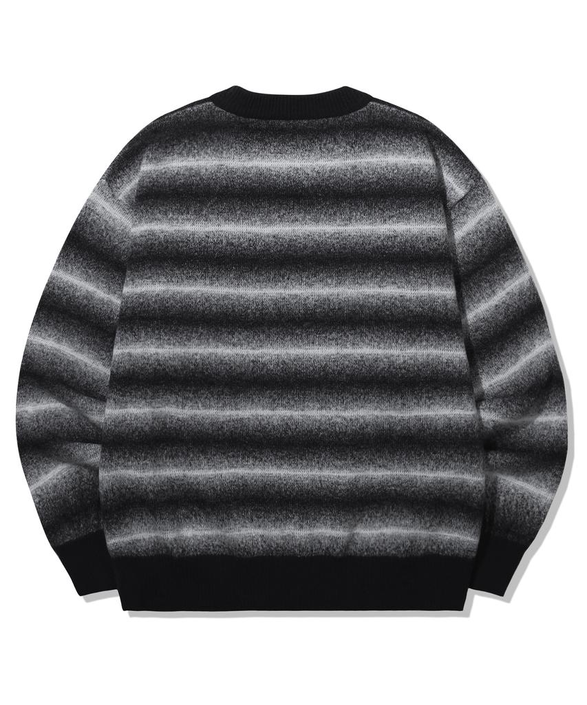 TRILLION Washable Gradient Stripe Crewneck Knit_Black