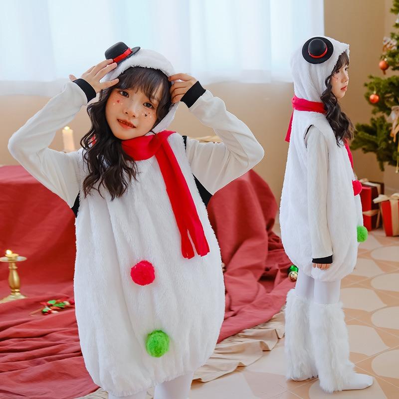 Girls Christmas Children's Costume Christmas Snowman Costume Snow Doll Snowball Baby Costume
